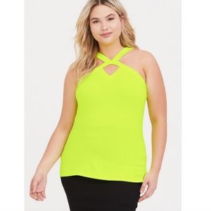 NWT Torrid 3 Neon Yellow Safety Keyhole Foxy Tank Top